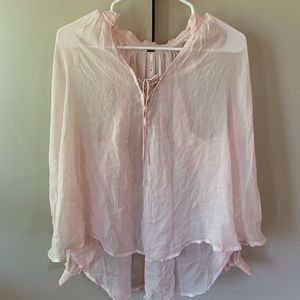 NWOT Free People Sheer Lace-up Blouse small